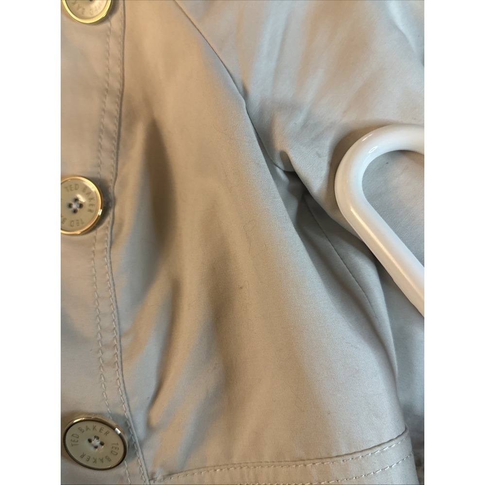 Ted Baker Wms Beige Trench Coat Cropped Dble Breast Sz 2 US 4-6 S Neutral Jacket - Picture 16 of 16